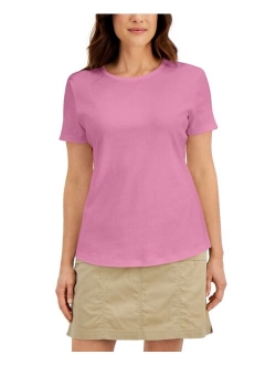 Karen Scott Petite Solid Crewneck Top, Created for Macy's