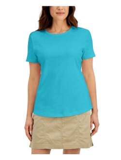 Karen Scott Petite Solid Crewneck Top, Created for Macy's