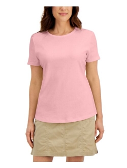 Karen Scott Petite Solid Crewneck Top, Created for Macy's