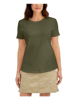 Karen Scott Petite Solid Crewneck Top, Created for Macy's