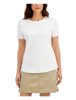 Karen Scott Petite Solid Crewneck Top, Created for Macy's