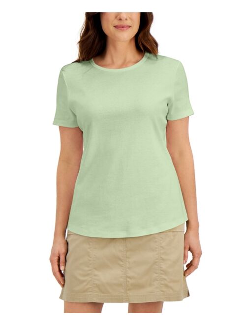 Karen Scott Petite Solid Crewneck Top, Created for Macy's