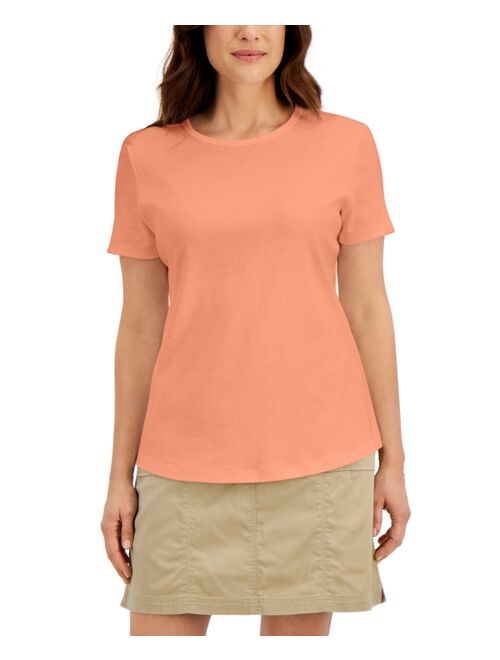 Karen Scott Petite Solid Crewneck Top, Created for Macy's