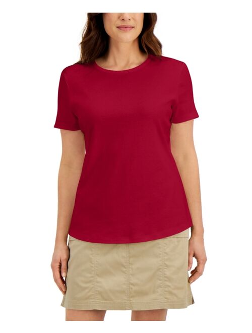 Karen Scott Petite Solid Crewneck Top, Created for Macy's