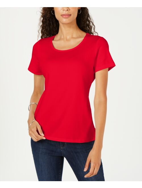 Karen Scott Petite Cotton Scoop-Neck Top, Created for Macy's