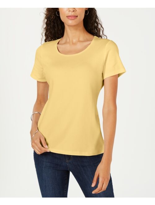 Karen Scott Petite Cotton Scoop-Neck Top, Created for Macy's