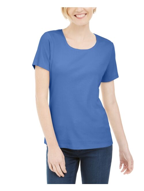 Karen Scott Petite Cotton Scoop-Neck Top, Created for Macy's