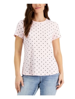 Karen Scott Petite Printed Crew Neck T-Shirt, Created for Macy's