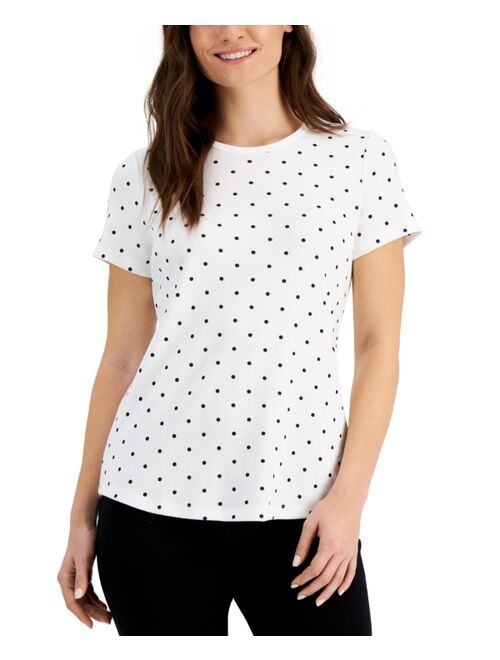 Karen Scott Petite Printed Crew Neck T-Shirt, Created for Macy's