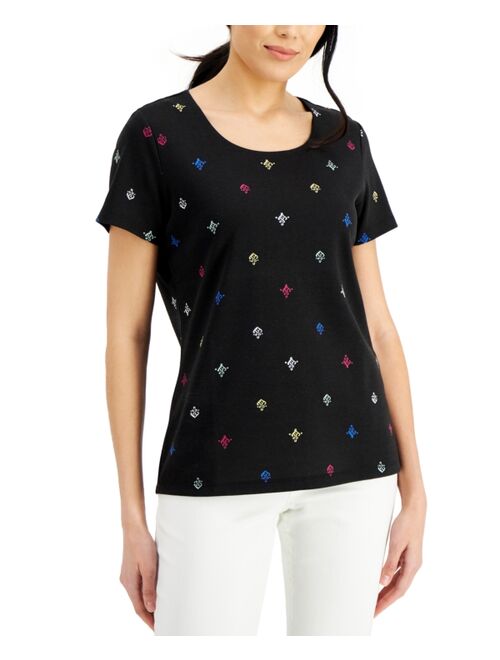 Karen Scott Petite Printed Scoop-Neck T-Shirt, Created for Macy's