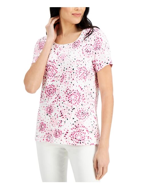 Karen Scott Petite Printed Scoop-Neck T-Shirt, Created for Macy's