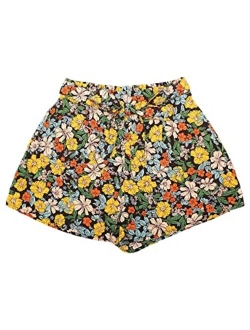 Women's Printed Elastic Tie High Waist Culottes Beach Summer Shorts