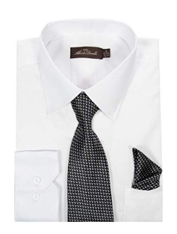 Alberto Danelli Men's Long Sleeve Dress Shirt with Matching Tie and Handkerchief Set