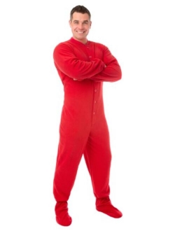 Big Feet Pajama Co. One Piece Micro Polar Fleece Adult Footed Onesie Pajamas with Drop Seat