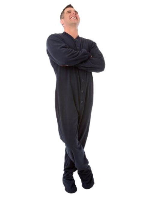 Big Feet Pajama Co. One Piece Micro Polar Fleece Adult Footed Onesie Pajamas with Drop Seat