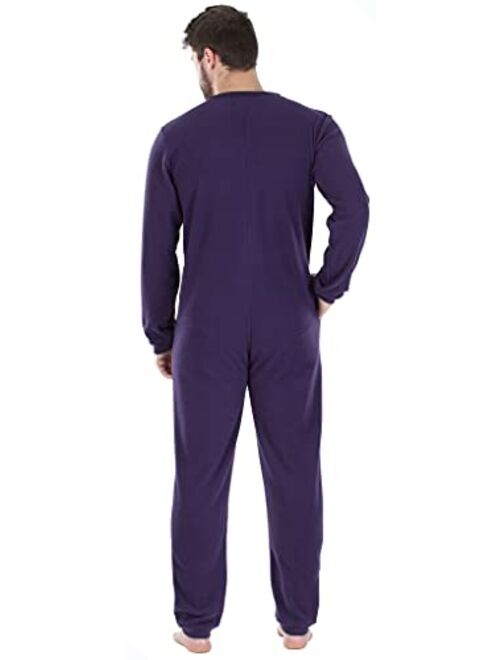 Sleepyheads Men's Fleece Non-Footed Solid Color Onesie Pajamas Jumpsuit