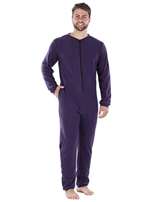 Sleepyheads Men's Fleece Non-Footed Solid Color Onesie Pajamas Jumpsuit