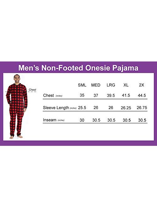 Sleepyheads Men's Fleece Non-Footed Solid Color Onesie Pajamas Jumpsuit