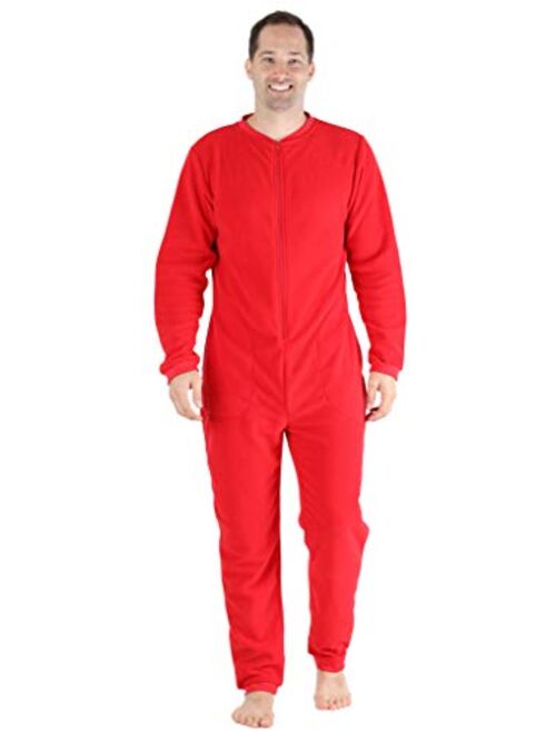 Sleepyheads Men's Fleece Non-Footed Solid Color Onesie Pajamas Jumpsuit