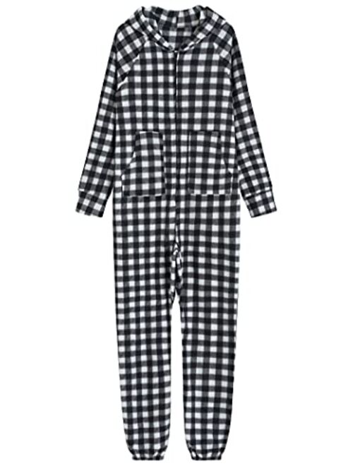 Latuza Adults Fleece Hooded Onesie Pajamas for Men or Women