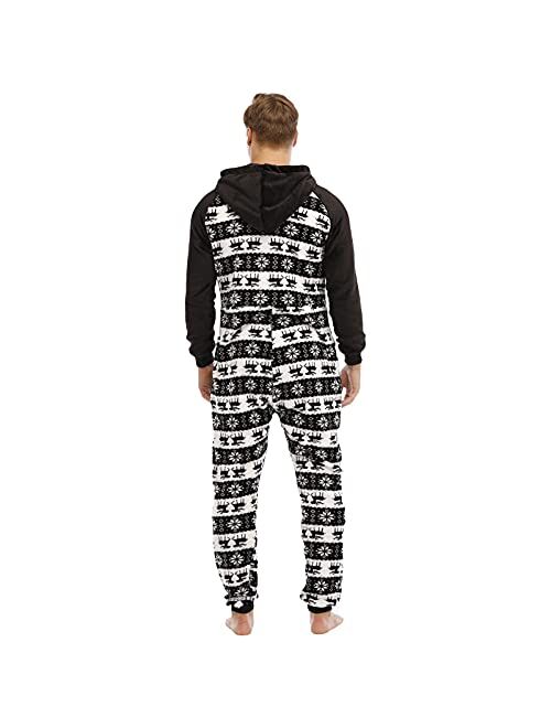 LLDYYDS Mens Onesie Pajamas Ultra Soft Thermal Union Suit One Piece Pajama Sleepwear Flannel Loungewear with Hood