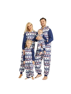 Mumetaz Matching Family Pajamas Sets Hood Onesie One Piece Reindeer 2Pcs PJ's Women Men Clothes Sleepwear