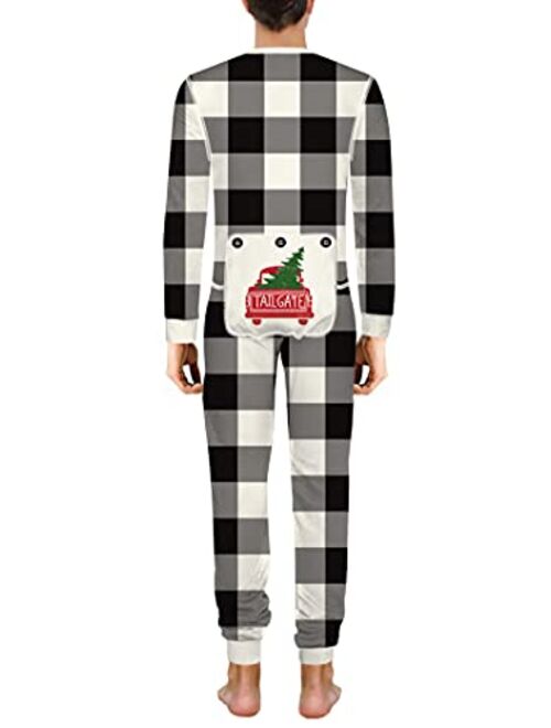 Easyoyo One-piece Long Sleeve Jumpsuit for Men Onesie Pajamas Butt Flap Pajamas Rompers