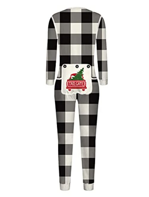 Easyoyo One-piece Long Sleeve Jumpsuit for Men Onesie Pajamas Butt Flap Pajamas Rompers