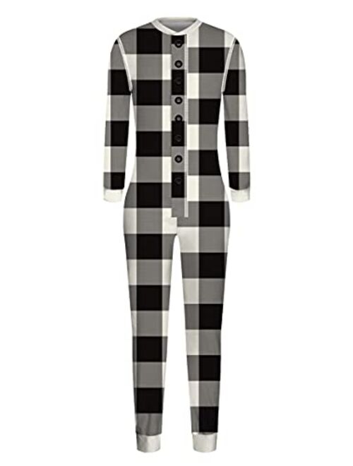 Easyoyo One-piece Long Sleeve Jumpsuit for Men Onesie Pajamas Butt Flap Pajamas Rompers