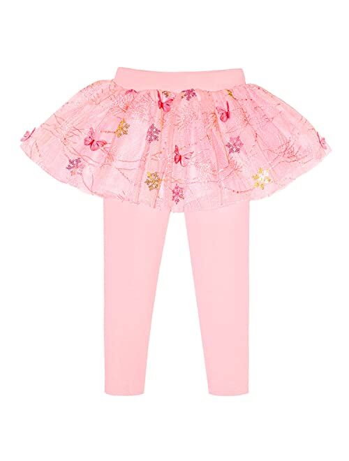 Peacolate Little Girls Footless Leggings Lace Ruffle Tutu Skirt Pantskirt 2-8T