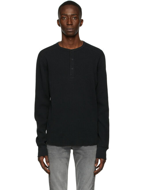 rag & bone Black Waffle Devon Henley