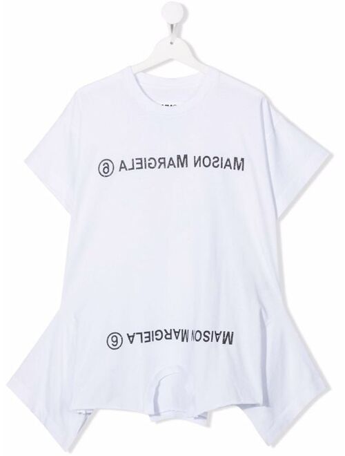 MM6 Maison Margiela Kids logo-print asymmetric dress