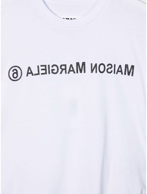 MM6 Maison Margiela Kids logo-print asymmetric dress