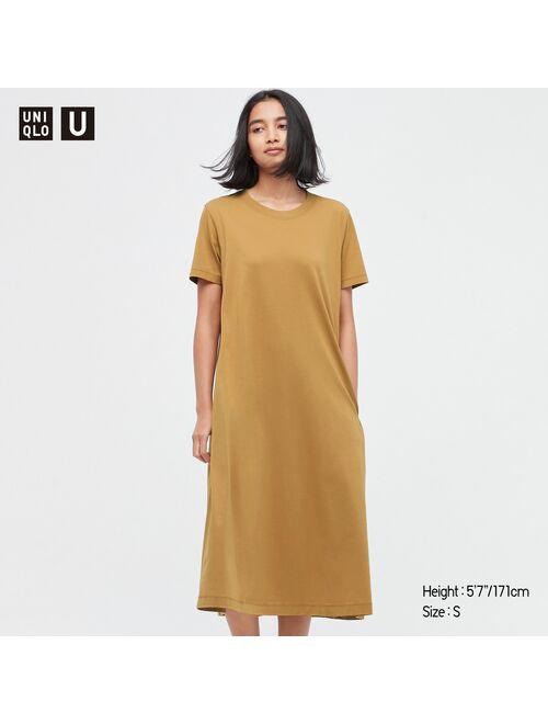 Uniqlo U AIRism Cotton Short-Sleeve Long Flare Dress