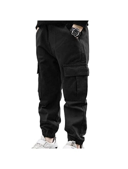 Jhaoyu Kids Boys Cargo Joggers Pants Elastic Waist Casual Jogging Hiking Camping Trousers Athletic Pants Sweatpants