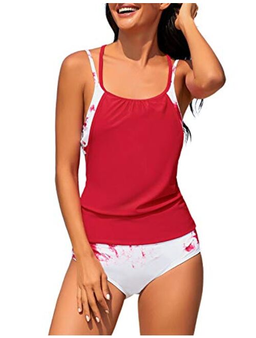 LookbookStore Women's Halter Bandeau Self-Tied Tankini Set Two Pieces Swimsuits