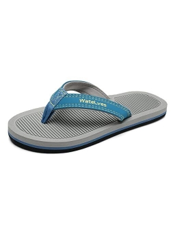 Watelves Boys Girls Flip Flops with Arch Support, Youth Big Kids Summer Slip on Thong Slide Sandals for Beach Pool Shower