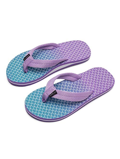 Watelves Boys Girls Flip Flops with Arch Support, Youth Big Kids Summer Slip on Thong Slide Sandals for Beach Pool Shower