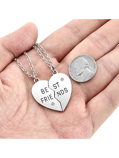 Jovivi Silver Tone Alloy BFF Necklace for 2-5 Best Friends Matching Heart Pendant Friendship Necklaces Women Girl Jewelry Gift