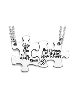 Top Plaza 2 Pcs Best Friends Friendship Bff Necklaces Set Puzzle Matching Alloy Pendant Necklaces Gifts for Best Friends