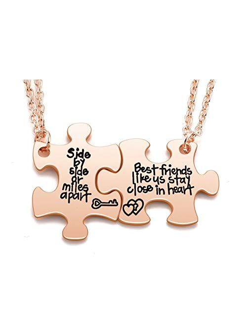 Top Plaza 2 Pcs Best Friends Friendship Bff Necklaces Set Puzzle Matching Alloy Pendant Necklaces Gifts for Best Friends