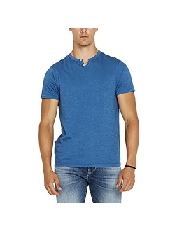 Men's Short Sleeve Split Neck Henley