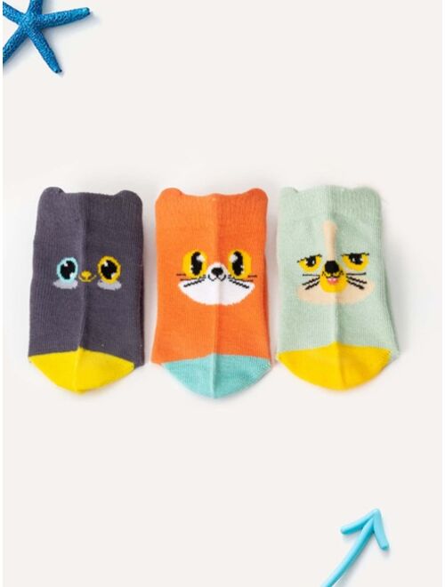 Shein 3pairs Toddler Kids Cartoon Graphic Socks