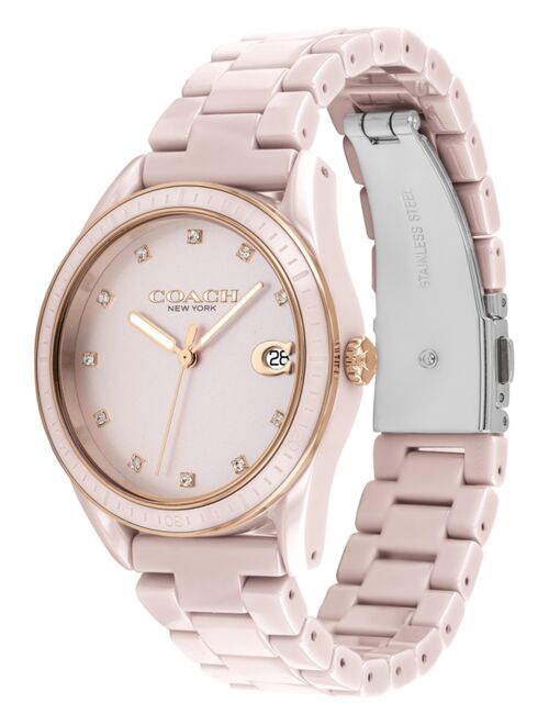 COACH Women's Preston Blush Ceramic Bracelet Watch 36mm