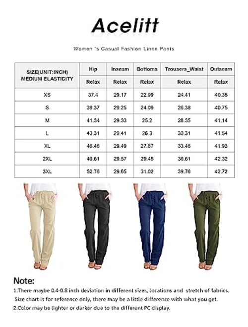 Acelitt Womens Casual Pants Capris Drawstring Elastic Waist Comfy Trousers with Pockets