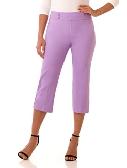 Rekucci Women's Ease into Comfort Capri with Button Detail