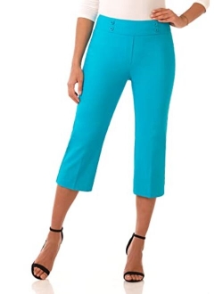 Rekucci Women's Ease into Comfort Capri with Button Detail