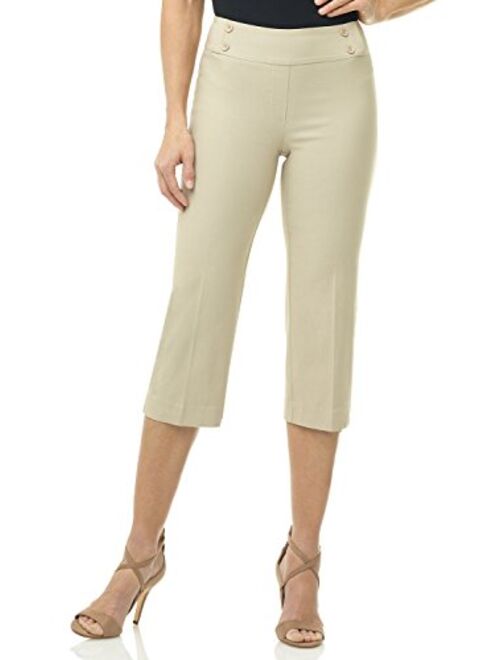 Rekucci Women's Ease into Comfort Capri with Button Detail