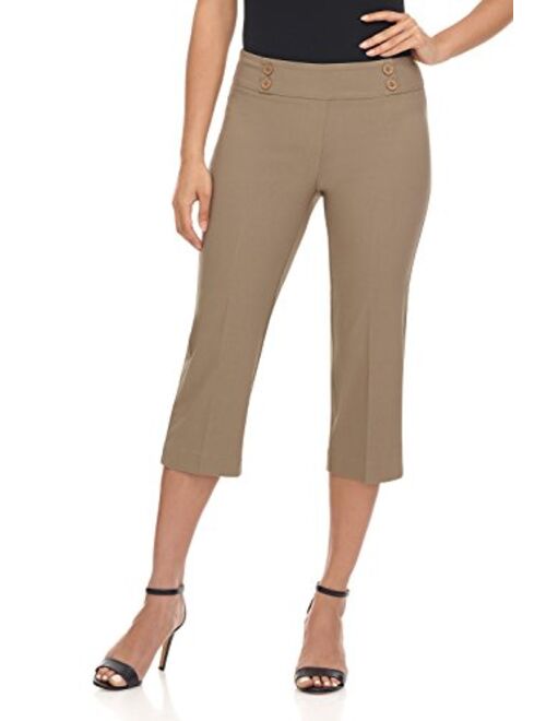 Rekucci Women's Ease into Comfort Capri with Button Detail