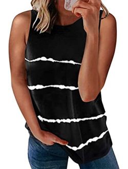 Biucly Women's Scoop Neck Tank Tops Knit Shirts Casual Loose Sleeveless Camis Sweater Blouses